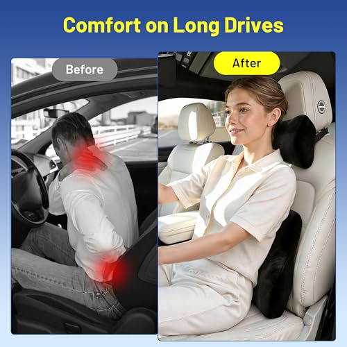 Car Pillow for Toyota Camry（1 Set）,Car Neck Pillow,Lumbar Support Pillow for Car,Memory Foam Pillow,Ergonomic Pillow,Adjustable and Washable,Car Essentials for Long Trips,Car Accessories,Suede