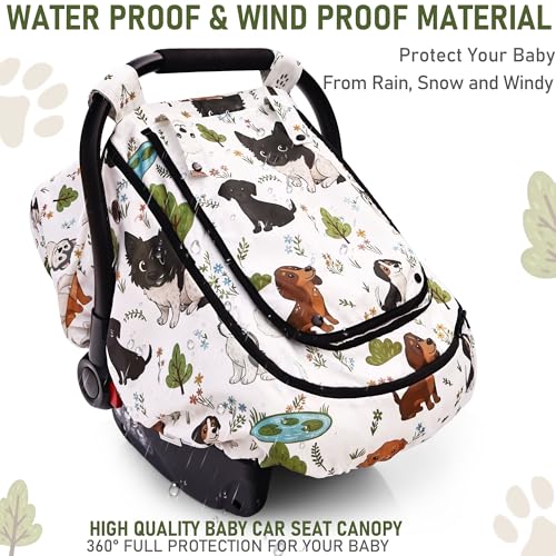 Waterproof Baby Car Seat Cover，YVMVDV Patented Cold Weather Carseat Cover for Babies,Infant Car Seat Cover Canopy for Boy Girls, Keeps Babies Warm and Cozy (Cute Dog) - color: Colorful Dog