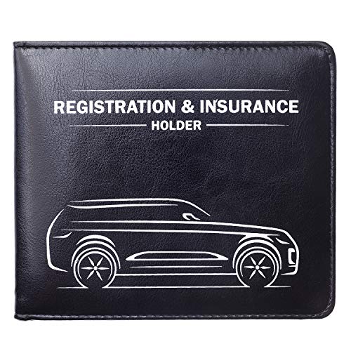 CANOPUS Car Registration & Insurance Holder with Magnetic Closure, Vehicle Document Organizer, Auto Glove Box Wallet, Includes 2 EZ Pass Strip Sets – SUV - color: Black, size: SUV