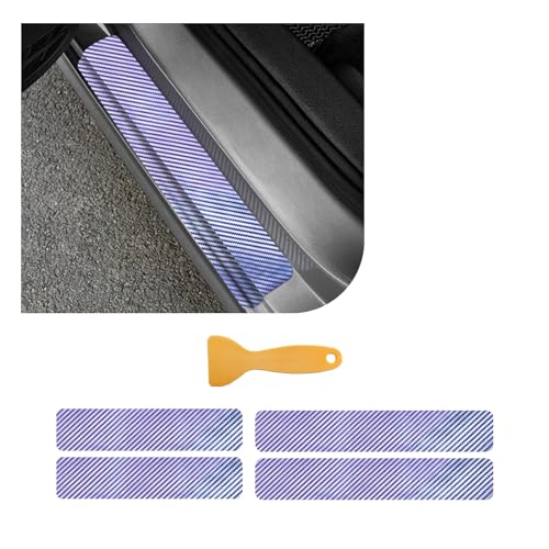 4 PCS Car Door Sill Protector, 3D Carbon Fiber Auto Door Entry Edge Guard Protection Trim, Anti-Scratch Threshold Cover Strips, Sill Protection Sticker for Car SUV Truck (Colorful) - color: 3D Colorful