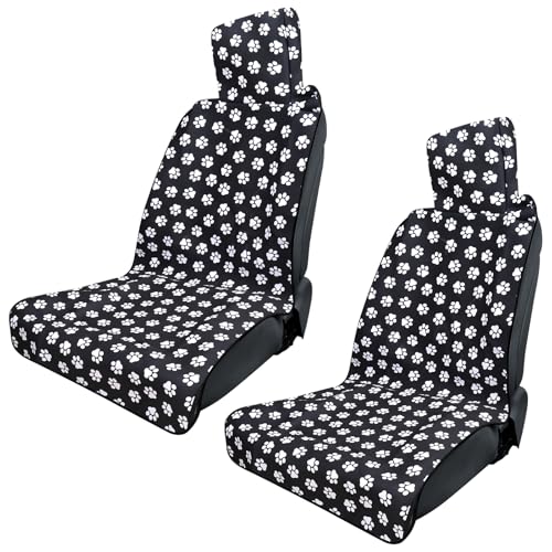 3tyto Universal Car Seat Covers, Waterproof Neoprene Seat Covers - Waterproof & Sweatproof, Machine Washable, Non-Slip Seat Protector for Car, Truck, SUV, Van (Paw, 2 Pack) - color: Paw, size: 2 Pack