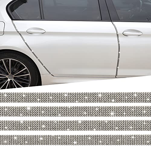 TOMALL Bling Car Door Guard Crash Bumper Crystal Anti-Scratch Strip Sticker Crystals Car Door Bumper Protector Accessory DIY for Interior and Exterior Decoration Styling Accessories Silver - color: silver