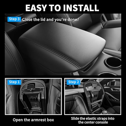 Center Console Armrest Cover Compatible with Ford Explorer 2011-2019 Accessories, Premium Leather Arm Rest Cover Pad, Car Middle Console Cover (Black) - size: 2011-2019 Ford Explorer