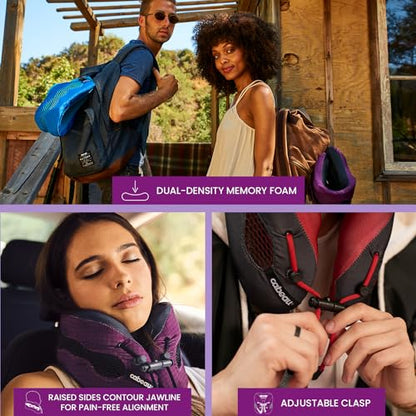 Cabeau Evolution Cool Long Haul Flight Cooling Travel Neck Pillow with Supportive Memory Foam, Airflow Vents, Compact Carrying Case, Purple - color: Purple