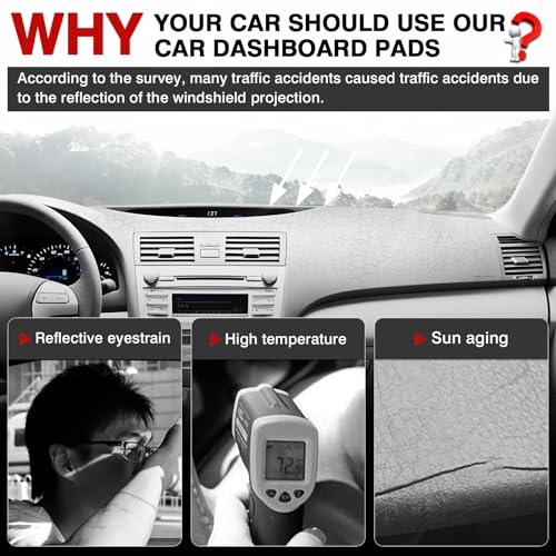 Autorder Dashboard Cover Mat for 2007-2011 Toyota Camry Accessories Dash Cover Upgrade Velvet Dash Mat Sunshade Glare UV Rays Protector - size: Black 2007-2011 Toyota Camry