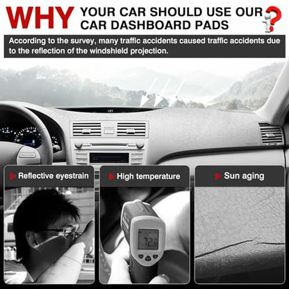 Autorder Dashboard Cover Mat for 2007-2011 Toyota Camry Accessories Dash Cover Upgrade Velvet Dash Mat Sunshade Glare UV Rays Protector - size: Black 2007-2011 Toyota Camry