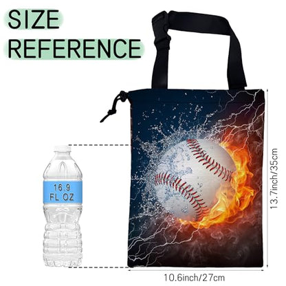 Baseball Ball Car Garbage Bag,Fire Ball Waterproof Small Car Trash Bag Hanging Back of Seat,Drawstring Hanging Car Trash Bag with Adjustable Buckle for Car Accessories - color: Baseball Ball
