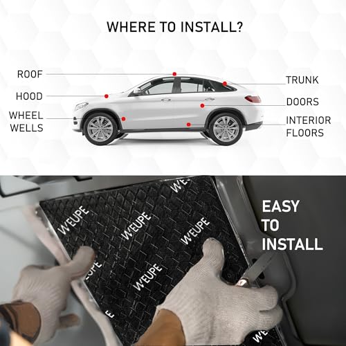 Sound Deadening Mat for Cars, 80 mil 5 sqft, Butyl Automotive Sound Deadener, Noise Insulation Dampening Material for Car Trunk, Speaker, Door, Floor and Ceiling, Black - style: Black - 5 sq ft