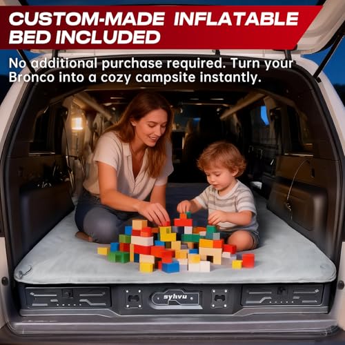 MagicBox Car Trunk Organizer for 2021-2025 Ford Bronco 4-Door, Heavy-Duty PE Storage Drawer with Hidden Lock, Fold-Flat SUV Sleeping Platform & Cargo Management System
