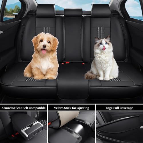 Car Seat Covers Fit for Nissan Sentra 2000-2025 Full Coverage Breathable Nappa Leather Anti Slip Durable Easy to Clean Seat Covers(Blackwhite Full Set)