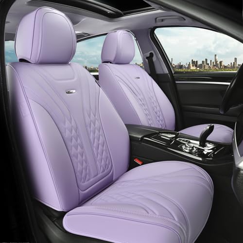 Coverado Car Seat Covers, Car Seat Covers Front Seats, 2-Pack Front Seat Cover, Nappa Leather Waterproof Seat Covers, Car Seat Protectors, Automotive Seat Covers Universal Fit for Most Vehicles - color: Purple, size: FrontPair