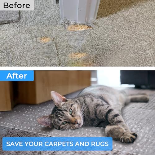 Carpet Protector for Pets Cat Scratch Carpet Protector Easy to Cut Plastic mat for Carpet Anti Scratch Under Door Mat Carpet Scratch Stopper from Cat Dog Scratching 3.6FT (Clear, 2pcs) - size: 2pcs