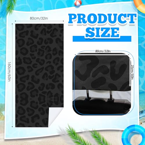 Hahafelt 2 Pack Car Seat Towel Covers with Storage Bag, 63 x 32 Inch Universal Non Slip Waterproof Sweat Protector for Car Truck, Gym Swimming Running, Machine Washable (Black Leopard) - style: Black Leopard