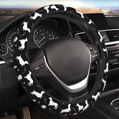 Dachshund Lovers Steering Wheel Cover for Women Elastic Rubber Steering Wheel Universal 15 Inch Fit for Cars, Auto, SUVs - color: Dachshund Lovers