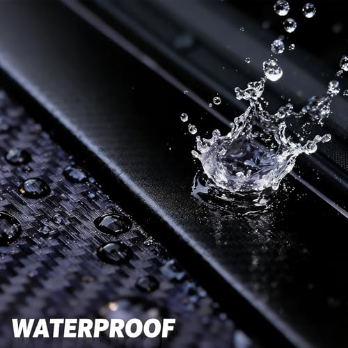 Car Door Sill Protectors, Carbon Fiber Auto Door Edge Guards Sticker, Waterproof Anti-Scratch Doors Threshold Cover Strips, Universal Front & Rear Threshold Protection (Black)