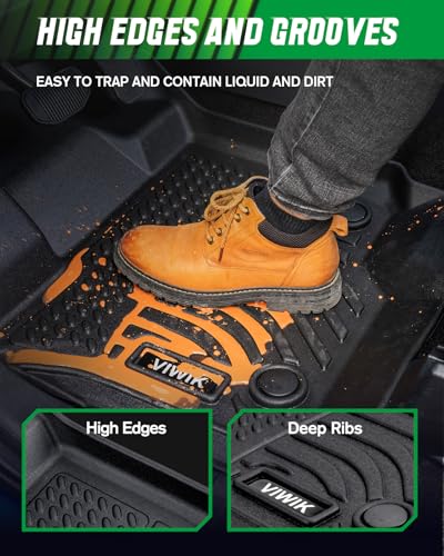VIWIK Floor Mats for Honda Civic 2012 2013 2014 2015, Custom Fit All Weather TPE Floor Liners for Honda Civic 2012-2015 1st and 2nd Row, Automotive Car Mats, Black - style: Fit for 2012-2015 Honda Civic