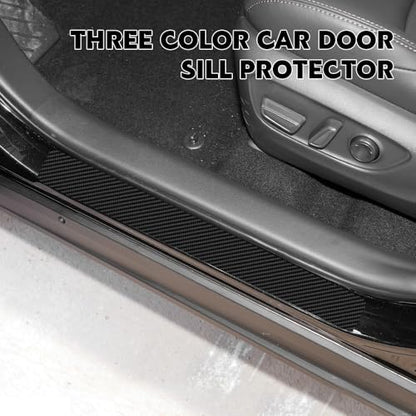 4PCS Car Door Sill Protector, Car Door Edge Guards, Carbon Fiber Wrap Film, Interior Decoration Anti-Scratch Threshold Strips Universal for Most Vehicles