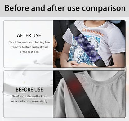 NBTEPEM 2 Pack Bling Car Seat Belt Covers, Diamond Seatbelt Shoulder Protection, Rhinestones Seat Belt Strap Cover Shoulder Pad, Universal Bling Car Interior Accessories Fit for Car/Truck/SUV(Blue) - color: Blue