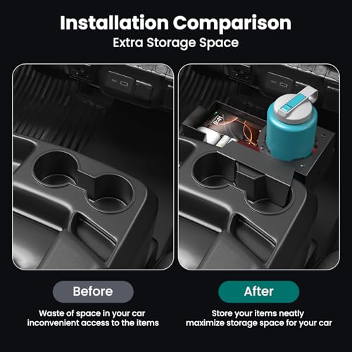 Metal Jump Seat Front Hanging Organizer Box with Cup Holder Compatible with 2019-2026 Chevy Silverado/GMC Sierra 1500 and 2020-2026 Chevrolet Silverado/Sierra 2500HD 3500HD Center Console