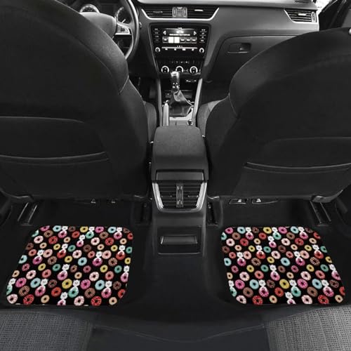 Alpaca Donut Black Automotive Floor Mats Front and Rear Car Mat Carpet Set 4 Pcs Fit for SUV,Vans,sedans,Trucks - color: Alpaca Donut Black