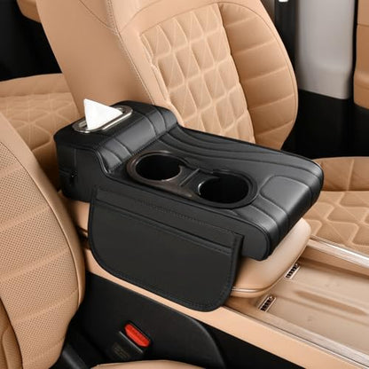Upgrade Multifunctional Car Armrest Cushion,Center Console Cover with 2 Cup Holder,Arm Rest Cover for Car,Car Armrest Storage Box, Car Accessories Center Console Organizers for Most Cars - style: Style B