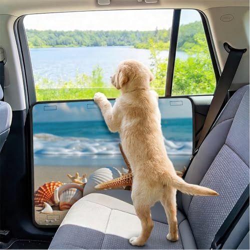 Beach Starfish Seashell Car Door Protector from Dog Scratching Waterproof Door Protectors for Vehicles,Universal Fit for Cars, Trucks, Suvs Vehicle Door Covers Guard Truck Interior Panel - color: Beach Starfish Seashell