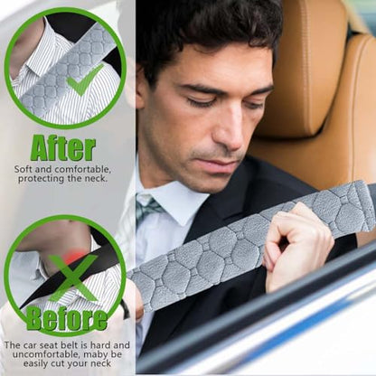 5 Pack Soft Comfort Car Seatbelt Cover Protector Pads Strap for Protecting Neck and Shoulder (Gray) - color: Grey