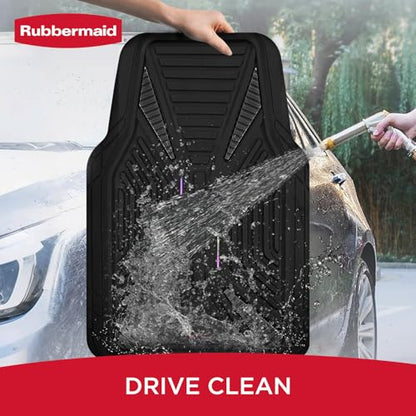 Rubbermaid Car Mat Full Set, Universal Trim-to-Fit Heavy-Duty Car Floor Mats – 4-Piece Set for All Weather Protection – Durable Rubber Mat for Cars, Trucks, SUVs & Vans-Black - color: Black