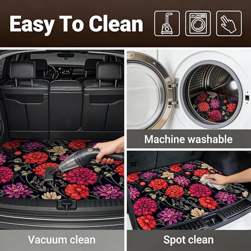 Car Trunk Mat - Universal Size 29" x 39", Floral Pattern Cargo Liner, Car Accessory for SUVs/Sedan/Wagons, Durable Protective Mat, Trunk Liner for Families/Travel Enthusiasts (Flowers-1) - style: flowers-1