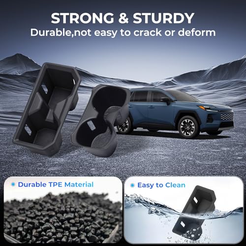 1st & 2nd Row Cup Holder Inserts for Toyota RAV4 2026, Center Console Interior Accessories Front & Rear Cup Holders Covers Protector for 2026 RAV 4, Black - style: Fits for 2026 RAV4