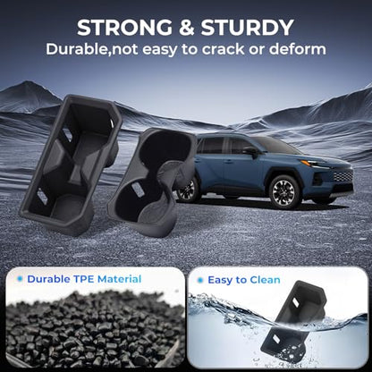 1st & 2nd Row Cup Holder Inserts for Toyota RAV4 2026, Center Console Interior Accessories Front & Rear Cup Holders Covers Protector for 2026 RAV 4, Black - style: Fits for 2026 RAV4