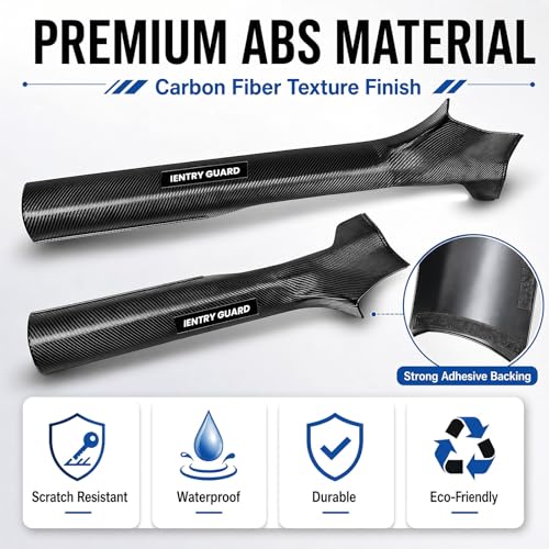 8PCS Door Sill Protector for Tesla Model Y Juniper 2025 2026, Carbon Fiber Texture Door Entry Guard Covers, Anti-Kick Anti-Scuff Full Coverage Threshold Trim, ABS Interior Accessories, Front & Rear