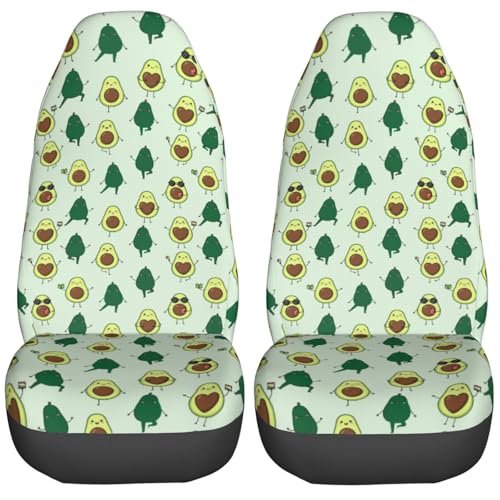 Dujiea Green Cute Avocado Car Front Seat Covers 2 Pcs Universal Auto Seat Covers Front Seats Only, Vehicle Bucket Seat Protectors Fit for Most Car SUV Sedan and Truck - color: Cute Avocado