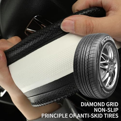 3D Steering Wheel Cover Great Grip with 3D Honeycomb Hole, Anti-Slip Sporty Design, Universal 15 inch(All Black) - color: All Black, size: Round-Middle[14.5''-15'']
