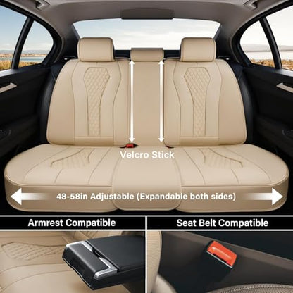 Coverado Automotive Seat Covers,Back Car Seat Cover,Rear Seat Cover,3-Pieces Luxury Car Seat Cushion,Beige Seat Cover Seat Protector Universal - color: Beige