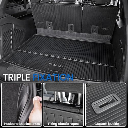 Floor Mats Cargo Mat for 2021-2024 2025 2026 Chevrolet Chevy Suburban/GMC Yukon XL/Cadillac Escalade ESV 7 Seats Car Mat Accessories, All Weather TPE Full Set Trunk Cargo Liner