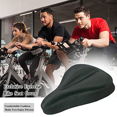 Gel Bike Seat Cover Padded Bicycle Saddle Covers for Women & Men, Most Comfortable Exercise Bike Seat Cushion Cover, Soft for Spin Indoor Outdoor Cycling Class Mountain Stationary Bikes
