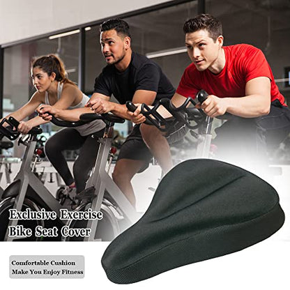 Gel Bike Seat Cover Padded Bicycle Saddle Covers for Women & Men, Most Comfortable Exercise Bike Seat Cushion Cover, Soft for Spin Indoor Outdoor Cycling Class Mountain Stationary Bikes
