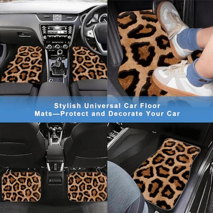 Automotive Floor Mats 5 Pcs, Universal Car Floor Mats, Leopard Print Cargo Liner, Car Accessory for SUVs/Sedan/Wagons, Durable Protective Mat, Trunk Liner for Families/Travel Enthusiasts - style: Bundle 8
