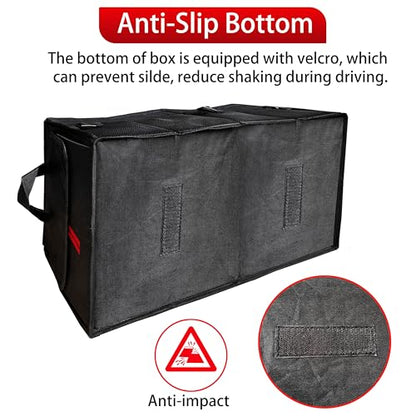 YOSRTER Car Trunk Organizer for Dodge Charger Durango Challenger Ram Collapsible Storage Box with Handle Foldable Lid Non Slip Bottom 2 Compartment Sturdy Base Panel for Dodge Accessories(Red Trim)