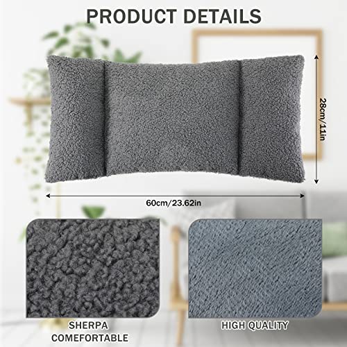 Queekay Fleece Lumbar Support Pillow 3 Section Back Pillow Office Chair for Back Support Comfortable Lumbar Cushion for Car Seat Pain Relief Sofa Rest(Gray)