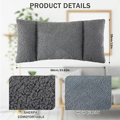Queekay Fleece Lumbar Support Pillow 3 Section Back Pillow Office Chair for Back Support Comfortable Lumbar Cushion for Car Seat Pain Relief Sofa Rest(Gray)