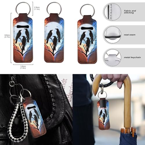 Crow Printed 15 Pcs Car Seat Cover Set, Stretchy Auto Interior Covers Set Front Rear Seat Covers Steering Wheel Protector Seat Belt Pads Lipstick Holder Keychian - color: Brown and Blue-Crow
