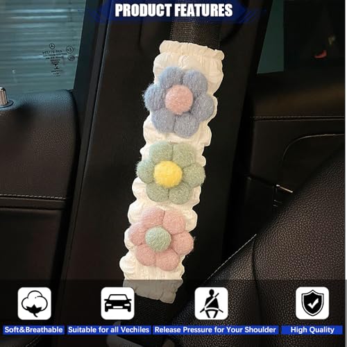 JDDRY 2PC Car Seat Belt Covers Pads,Seat Strap Pads,Auto Seat Belt Pad,Fit for Most Vehicles,Car Interior Accessories(Multi-Color Flower) - color: Multi-color Flower