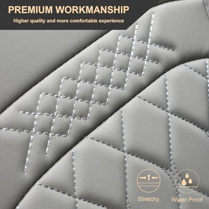 Front Car Seat Covers for Land Rover,Leather Waterproof Seat Protector Custom Fit Land Rover Defender Discovery Range Rover Evoque Sport Velar,2 Pack,Gray - color: Gray