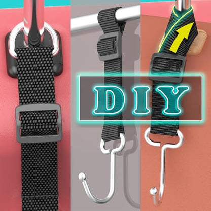 Car Headrest Hooks for Purse and Bags, Purse Holder for Car, Adjustable Back Seat Hanger, Metal Heavy Duty 100 lbs (D4) - style: D4