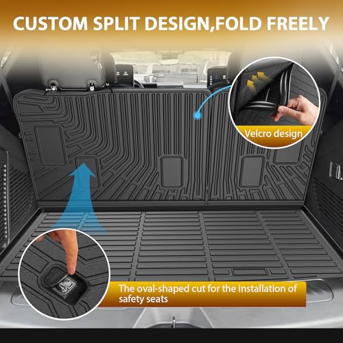 Floor Mats for 2021-2025 2026 Chevy Chevrolet Suburban/GMC Yukon XL 7 Seats Accessories, All Weather TPE Cargo Liner Seat Back Covers with Door Sill Guards Protectors,Full Coverage Set - size: 2)Chevy Suburban/GMC Yukon XL 7S｜21-26｜Full Set