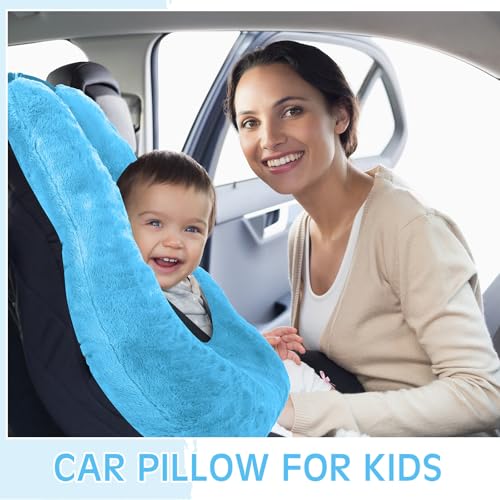Barydat 2 Pcs Car Travel Pillow for the Back Seat 28 x 18 in Sleeping Reading Pillows for Distance Travel Car Cushion for Kids Adults Head and Body Support U Shaped Pad(Pink, Blue) - color: Pink, Blue