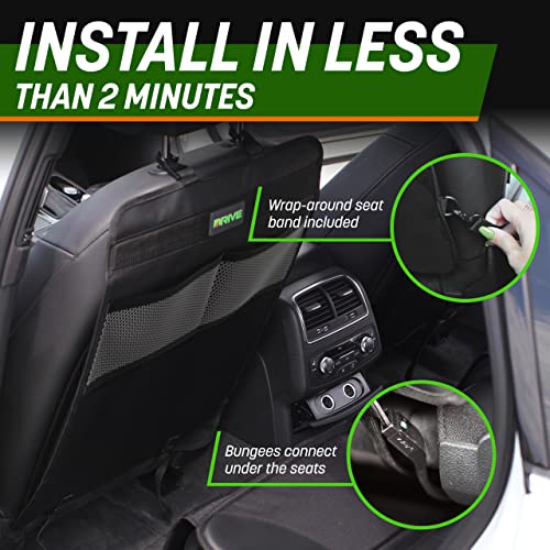 DRIVE AUTO PRODUCTS - 2 Pack Car Seat Back Protectors, Reversible Kick Mats - Black