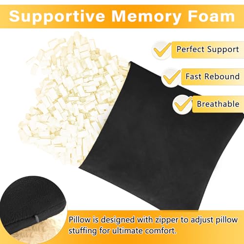 1 MIDDLE ONE 2 Pack Small Pillow, Memory Foam Mini Pillow 11 X 7 Inches for Travel, Sleeping, Nap and Neck, Knee, Lumbar Support, Tiny Cushion for Pet, Dogs (Black) - color: Black, size: 11x7 inch